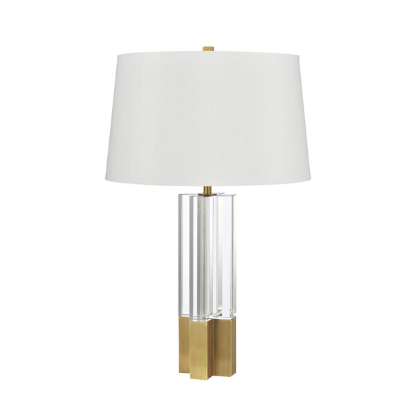 Upright Clear and Brass One-Light Table Lamp, image 2