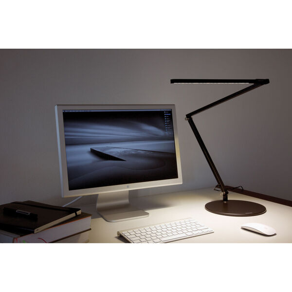 Z-Bar Metallic Black Warm Light LED Desk Lamp with Two-Piece Desk Clamp, image 2