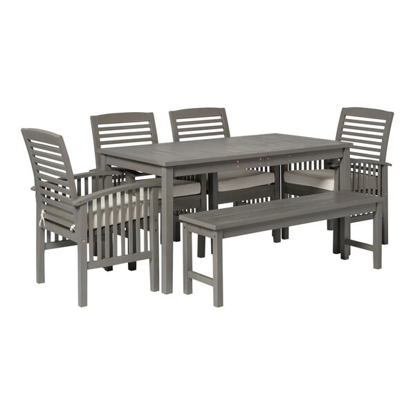 Gray Wash 32-Inch Six-Piece Simple Outdoor Dining Set, image 2