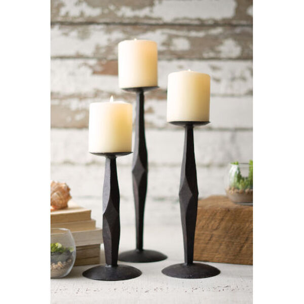 Black Hand Forged Iron Candle Stands, Set of 3, image 2