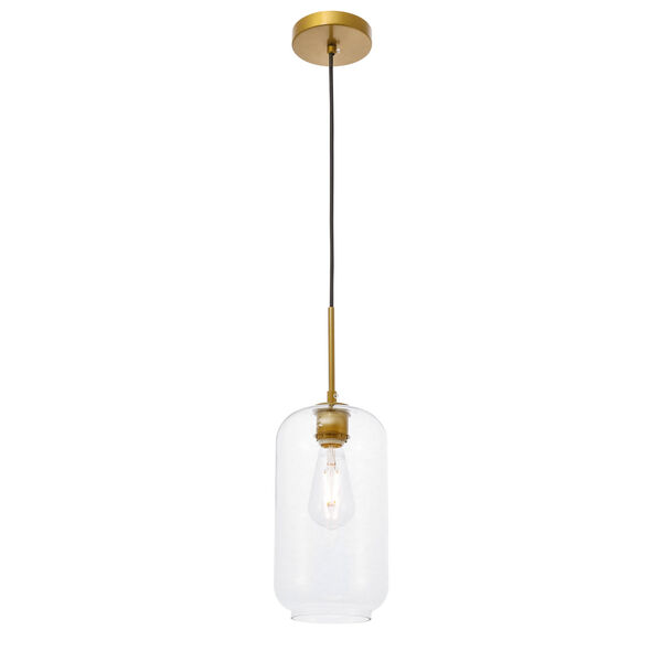 Collier Brass Six-Inch One-Light Mini Pendant with Clear Glass, image 6