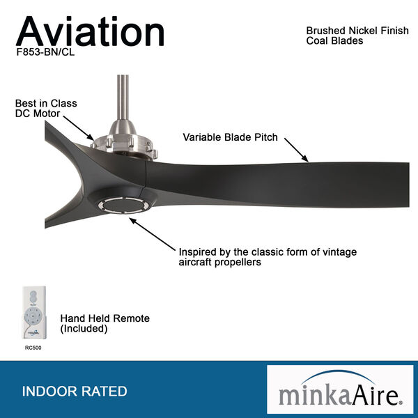 Aviation Brushed Nickel And Coal 60-Inch Ceiling Fan, image 4