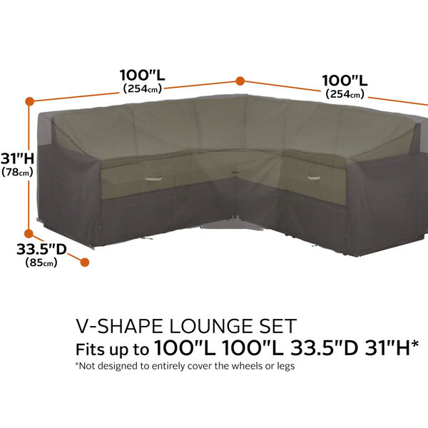Maple Dark Taupe Patio V-Shaped Sectional Lounge Set Cover, image 4