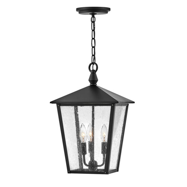 Huntersfield  Black Three-Light Outdoor Pendant With Clear Seedy Glass, image 1