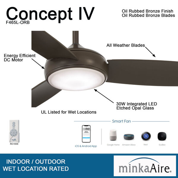 Concept IV Oil Rubbed Bronze 54-Inch LED Smart Ceiling Fan, image 3