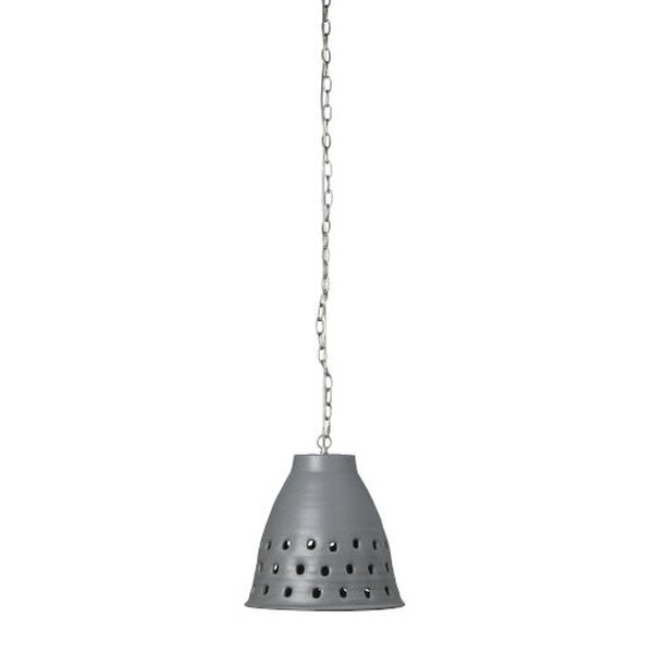 Grey One-Light Perforated Pendant, image 1