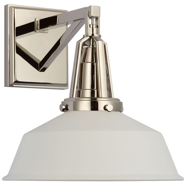 Layton 10-Inch Sconce in Polished Nickel with Matte White Shade by Chapman  and  Myers, image 1
