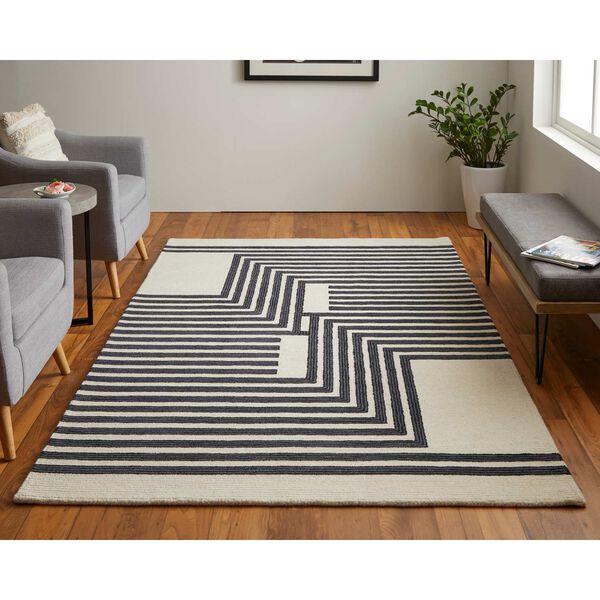 Maguire Gray Ivory Black Area Rug, image 3