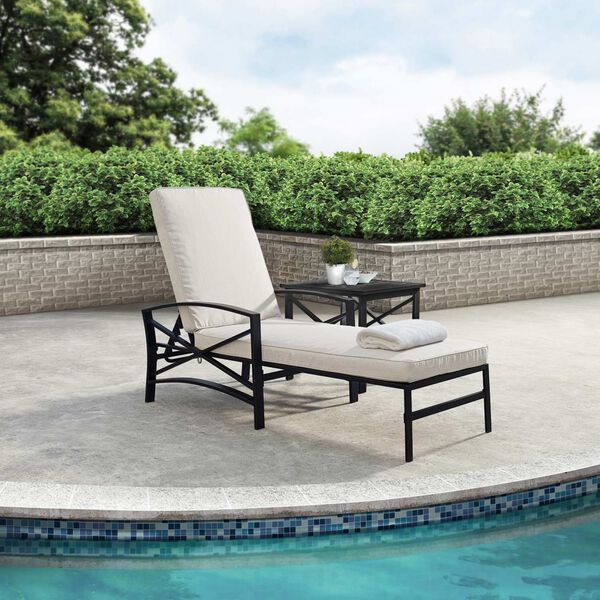 Kaplan Oatmeal Oil Rubbed Bronze Outdoor Metal Chaise Lounge, image 1