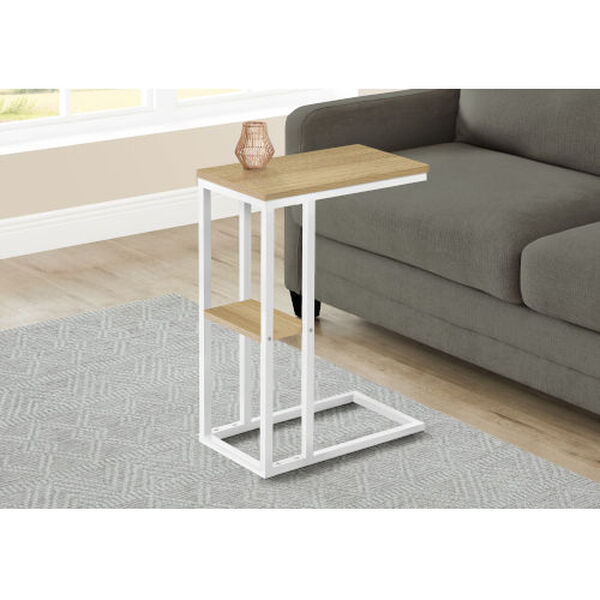 Natural and White End Table with Shelf, image 2