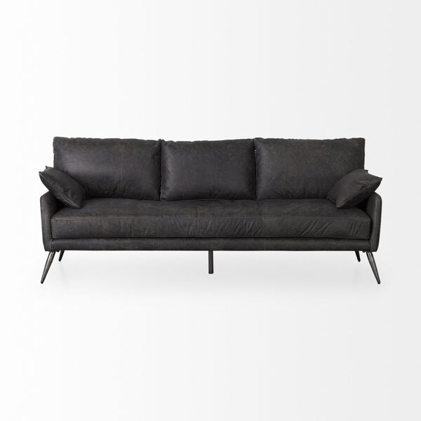 Cochrane Black Leather Three Seater Sofa, image 2