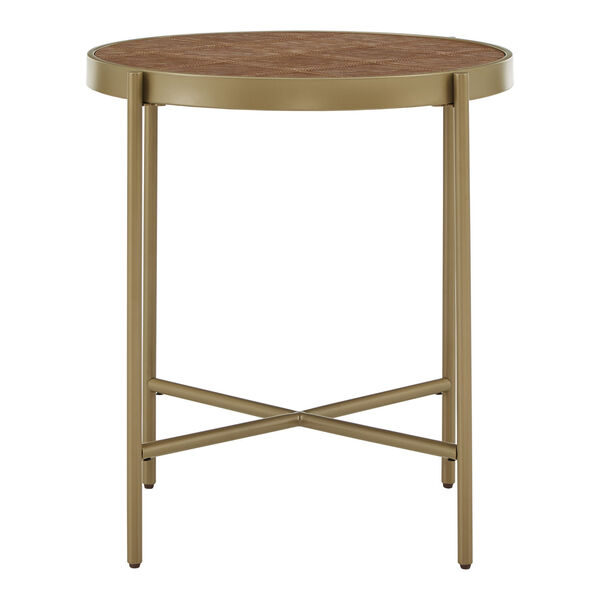Dawson Gold and Faux Leather End Table, image 2