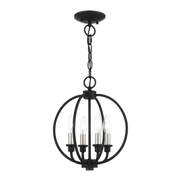 Milania Black and Brushed Nickel Four-Light Convertible Chandelier, image 1