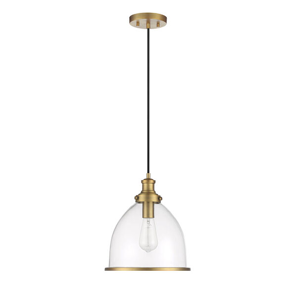 Lowry Natural Brass 11-Inch One-Light Pendant with Clear Glass, image 2