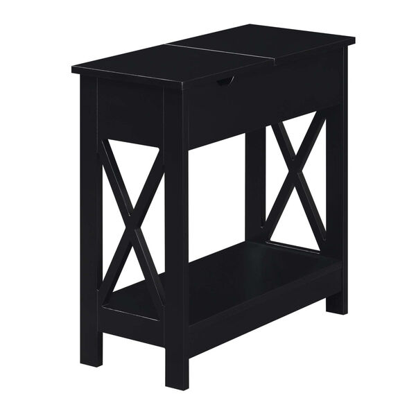 Oxford Black Flip Top End Table with Charging Station, image 6