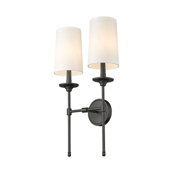 Emily Matte Black Two-Light Wall Sconce, image 1