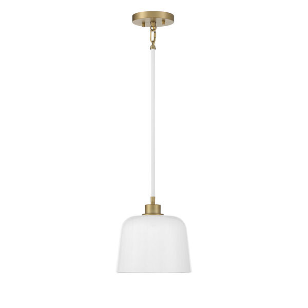 Chelsea White with Natural Brass One-Light Mini Pendant, image 3