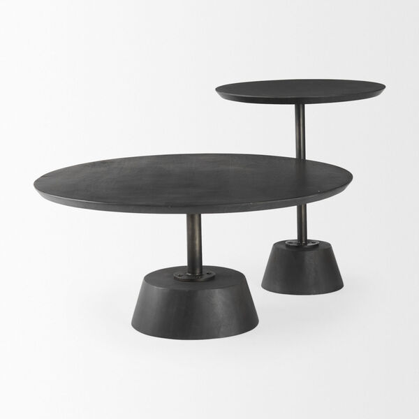 Maxwell Dark Brown and Black Round Side Table, image 4