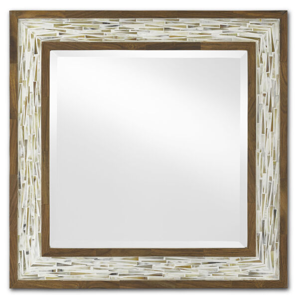 Aquila White and Pecan Small Wall Mirror, image 1