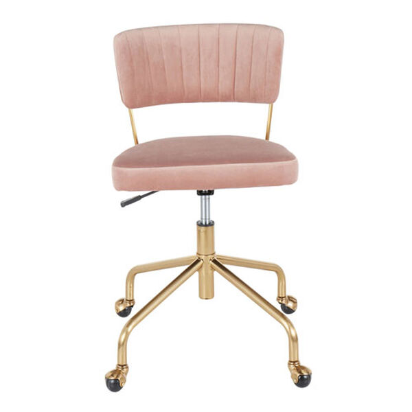 Tania Gold and Pink Velvet Task Chair, image 5