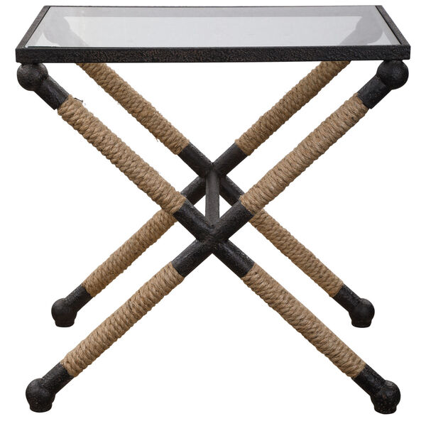 Braddock Black, Brown and Clear 16-Inch Coastal Accent Table, image 1