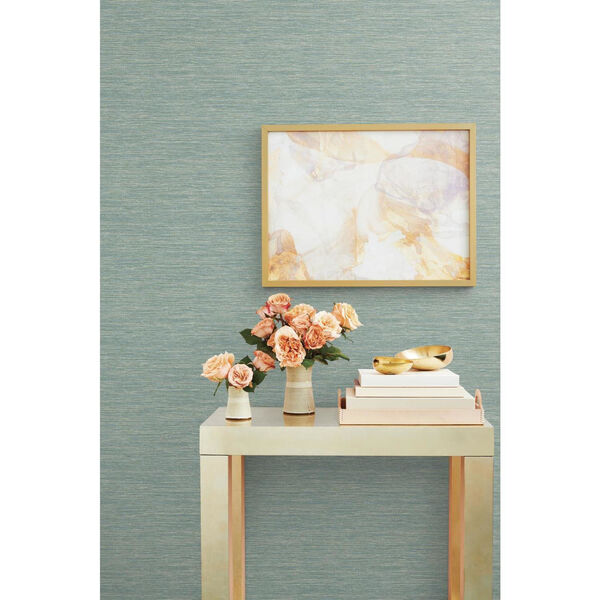 Impressionist Teal Challis Woven Wallpaper - SAMPLE SWATCH ONLY, image 2