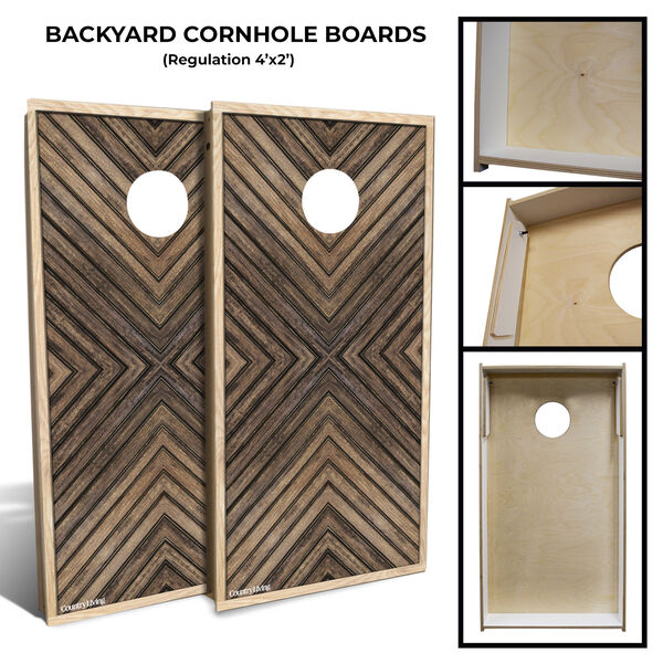Country Living Dark Stain Geometric Wood Cornhole Board Set with 8 Bags, image 2