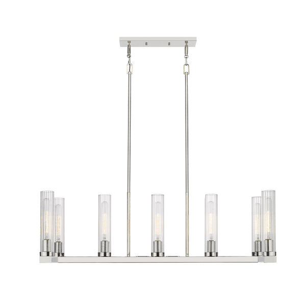 Beau Polished Nickel Seven-Light Chandelier with Clear Glass Shade, image 4