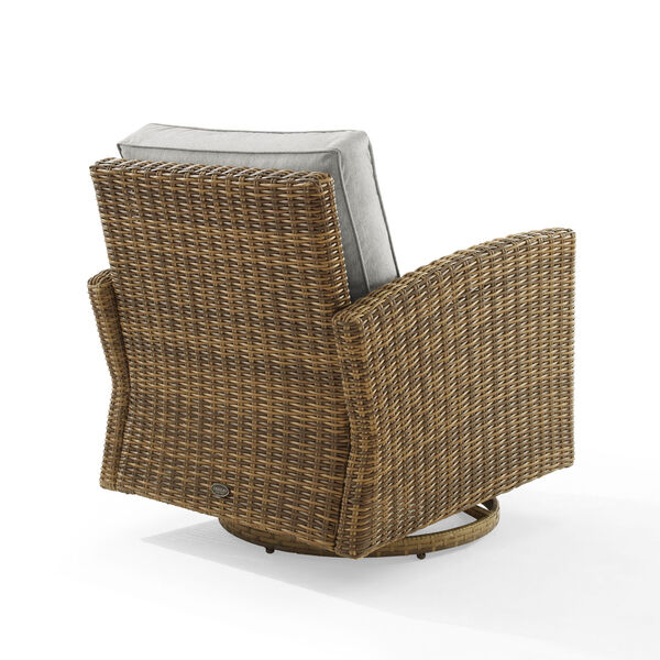 Bradenton Gray and Weathered Brown Outdoor Wicker Swivel Rocker Chair, image 6