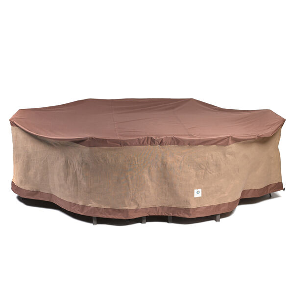Ultimate Mocha Cappuccino 140 In. Rectangular Oval Patio Table with Chairs Cover, image 1