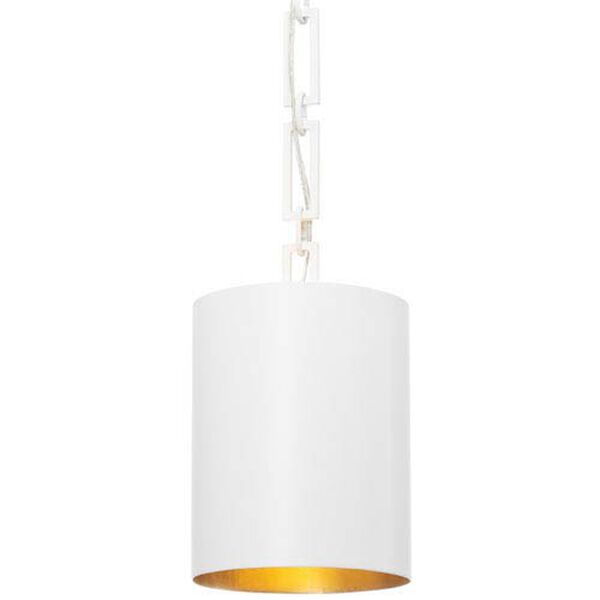 Elinor Matte White and Antique Gold Eight-Inch One-Light Mini Pendant, image 1