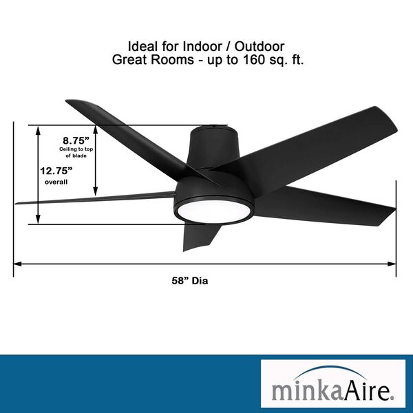 Chubby II Coal 58-Inch Integrated LED Outdoor Ceiling Fan with Wi-Fi, image 5