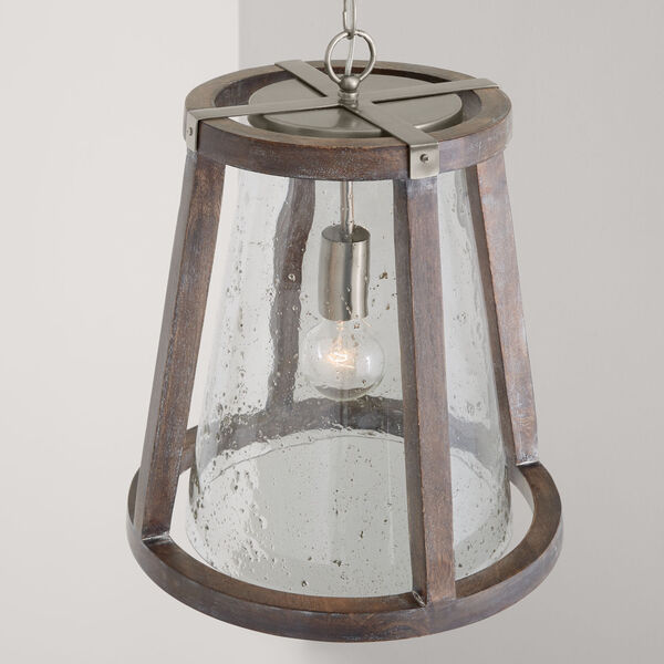 Connor Black Wash and Matte Nickel 20-Inch One-Light Pendant with Clear Stone Seeded Glass, image 3