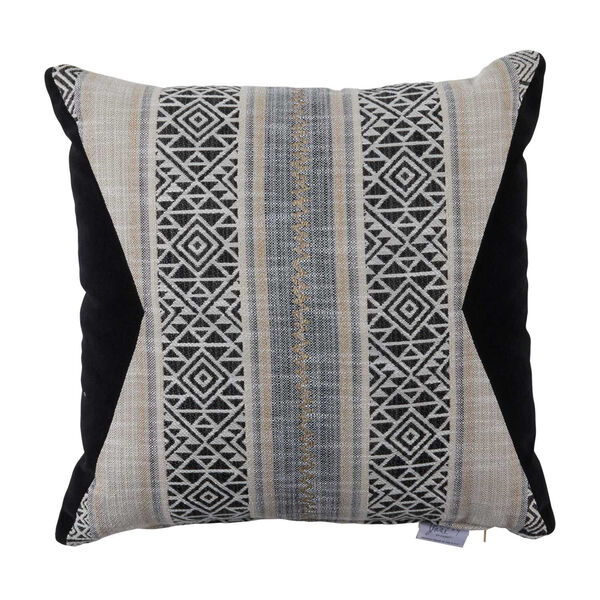 Aztec Pewter and Midnight Velvet 22 x 22 Inch Pillow with Knife Edge, image 1