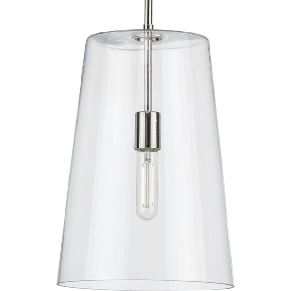 Clarion Polished Nickel 11-Inch One-Light Pendant, image 1