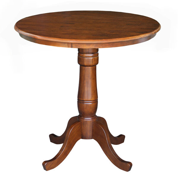 Dining Espresso 36-Inch Tall, 30-Inch Round Top Counter Height Pedestal Table, image 1