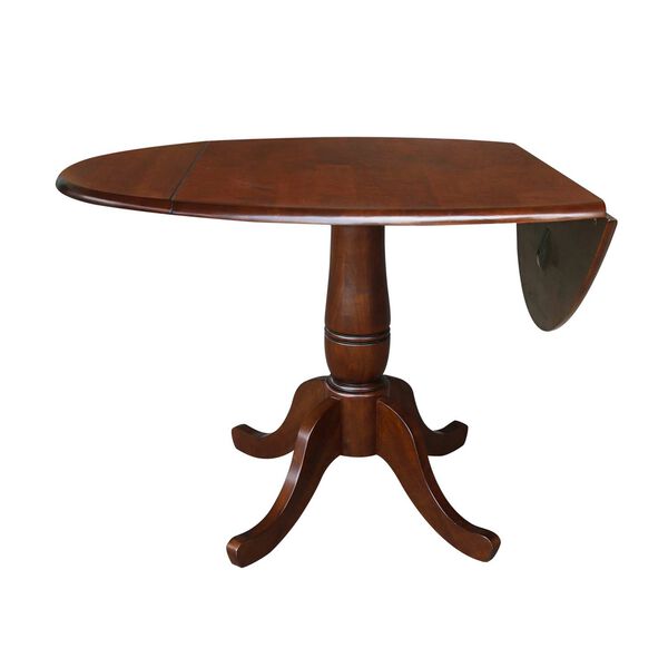 Espresso 30-Inch Round Top Dual Drop Leaf Pedestal Dining Table, image 2