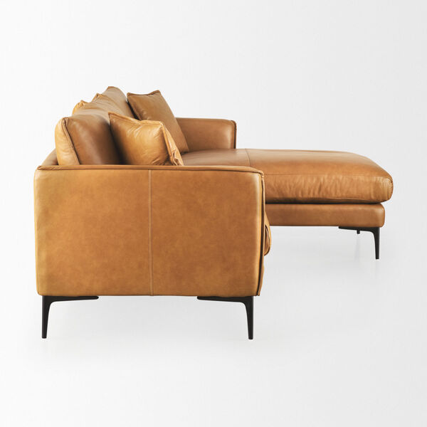 Lake Como Tan Leather RIGHT Chaise Sectional Sofa, image 5