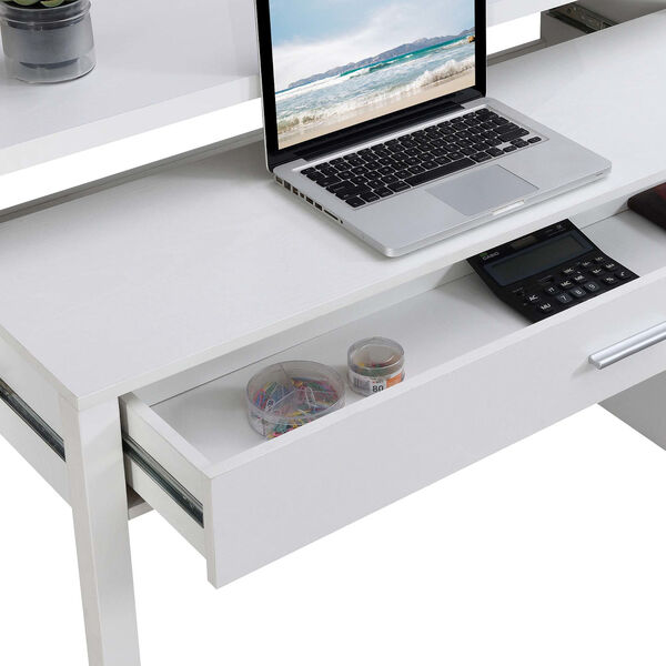 Newport JB White Sliding Desk with Drawer and Riser, image 4