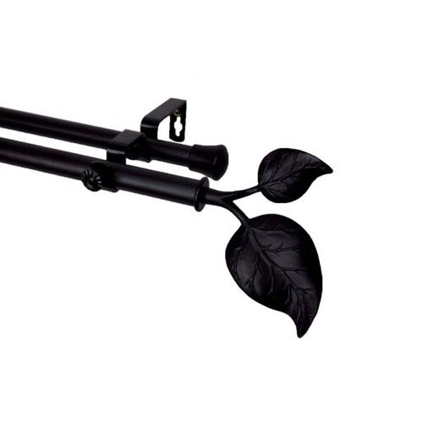 Ivy Black 48 to 84 Inch Double Curtain Rod, image 1