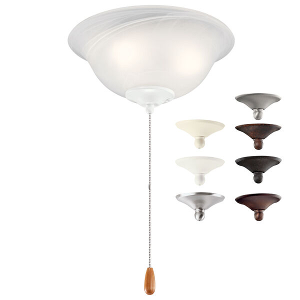 Multicolor 11-Inch Three-Light LED Alabaster Swirl Glass Fan Light Kit, image 2