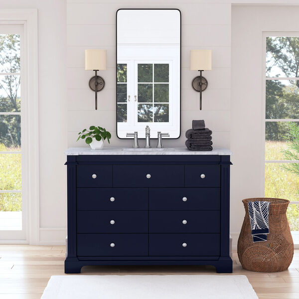 Harley Navy Blue and White Bathroom Vanity Set with Marble Top, image 6