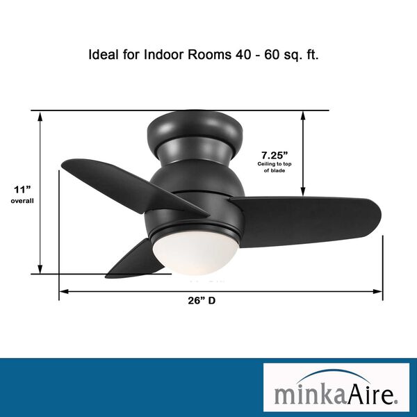 Spacesaver Coal 26-Inch Integrated LED Ceiling Fan, image 5