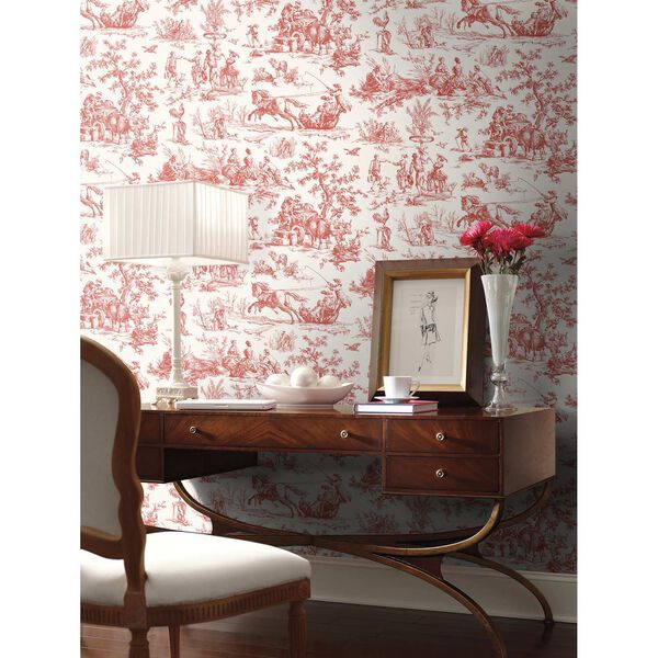 Grandmillennial Red Seasons Toile Pre Pasted Wallpaper, image 5
