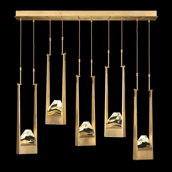 Strata Gold 10-Light Linear LED Five Drop Pendant, image 1