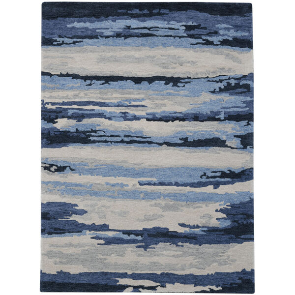 Abstract Blue Rectangle 9 Ft. x 13 Ft. Rug, image 1