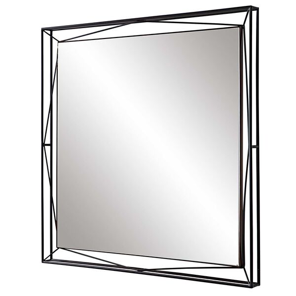 Entangled Satin Black Modern Square Wall Mirror, image 4