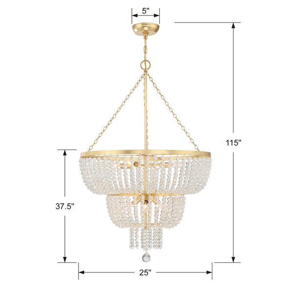Rylee Antique Gold 25-Inch Eight-Light Chandelier, image 4