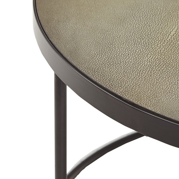 Dublin Black Round Nesting Coffee Table with Faux Stingray Top, image 6