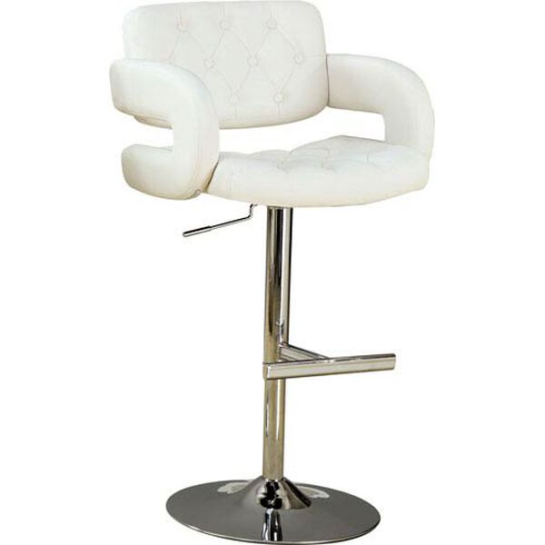 White 29-Inch Contemporary Adjustable Height Bar Stool, image 2